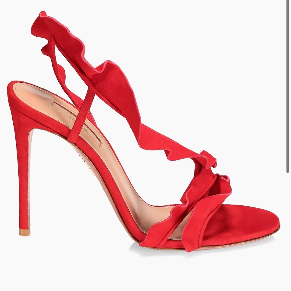 Aquazzura Ruffle Suede Sandals - New, Never Worn